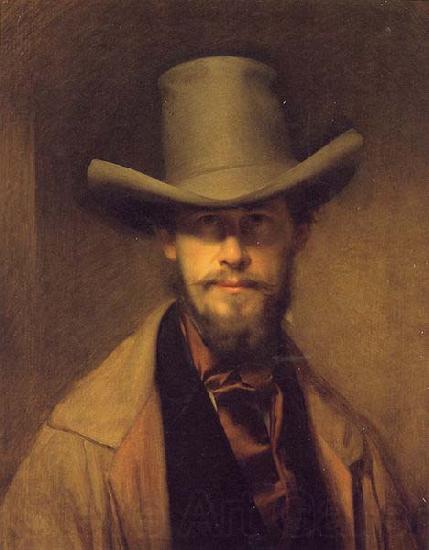 Franz Eybl Selbstportrat mit Hut.
